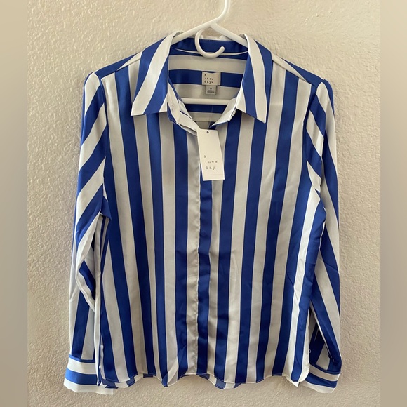 Slim Fit Long Sleeve Satin Button-Down Shirt - A New Day - Picture 2 of 6